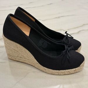 J.Crew Seville Made in Spain Espadrille Wedges Size 10 Black NIB